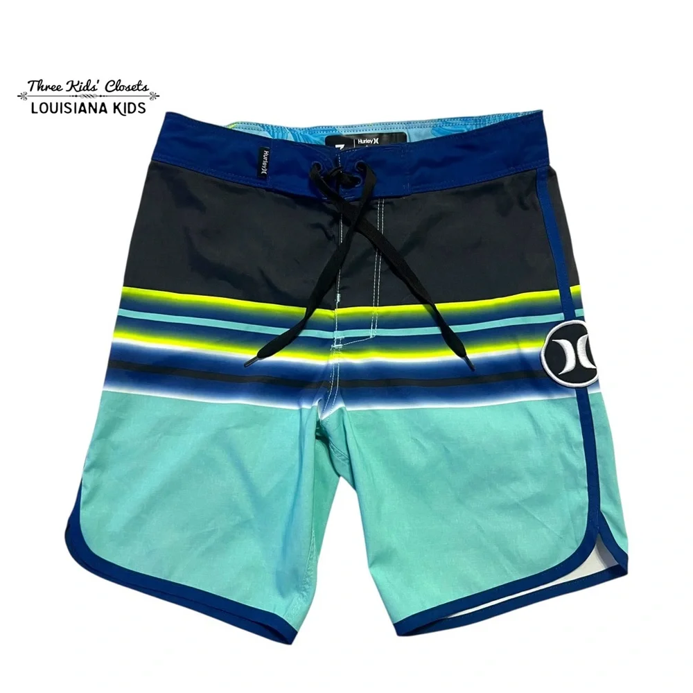 Hurley Boys 7Y Striped Board Shorts Swim Trunks